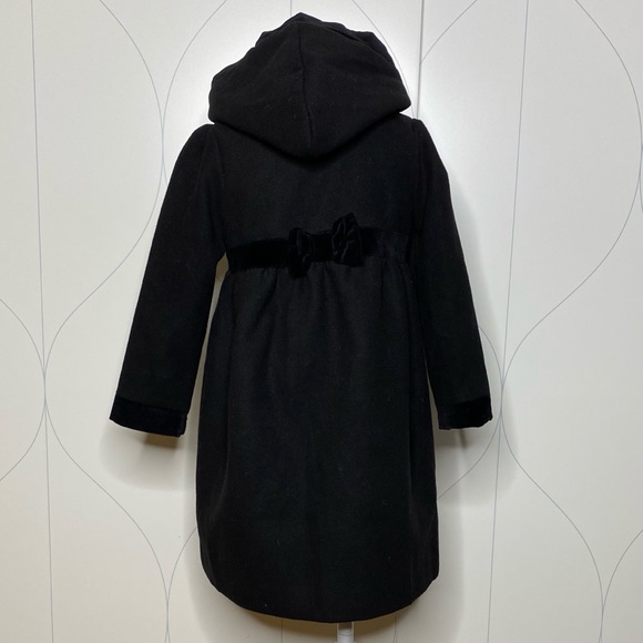 Camilla velvet detail hooded dress coat black 4t - Picture 2 of 5